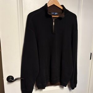 Caribbean Joe Black Zip-Up Men's Sweater 100 % Cotton.